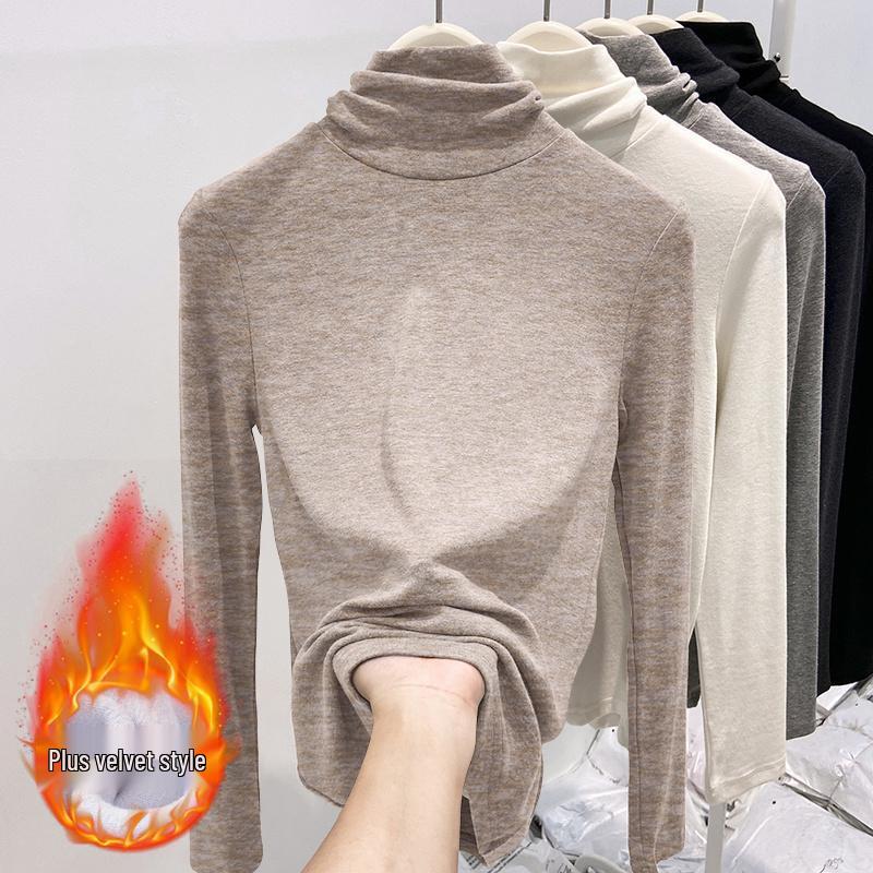 2025 Women's Plush High Neck Thick Winter Slim Fit Long Sleeve Base Layer Top