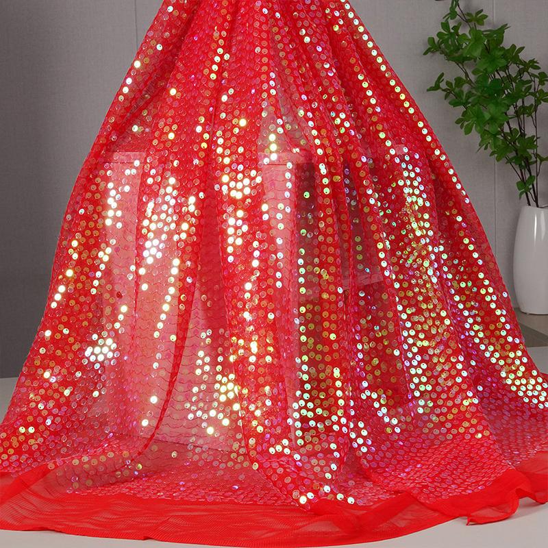 Barevná Duhová Lesklá Kusová Gradientní Látka 6mm Flitrová Vyšívaná Látka Párty Kostým Šaty Pozadí Obalová Síťovina