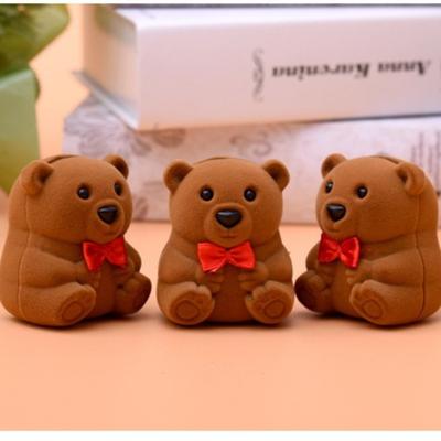 Pingente de Anel de Urso de Pelúcia Desenho Animado Caixa de Joias para Unha Núcleo de Atividade Plástico Fofo Removível Suprimentos para Festa de Casamento Dia das Mães