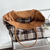 Korean Retro Woolen Plaid Double-sided Back Tote Bag Women's 2025 Autumn and Winter New Academy Large-capacity Shoulder Bag