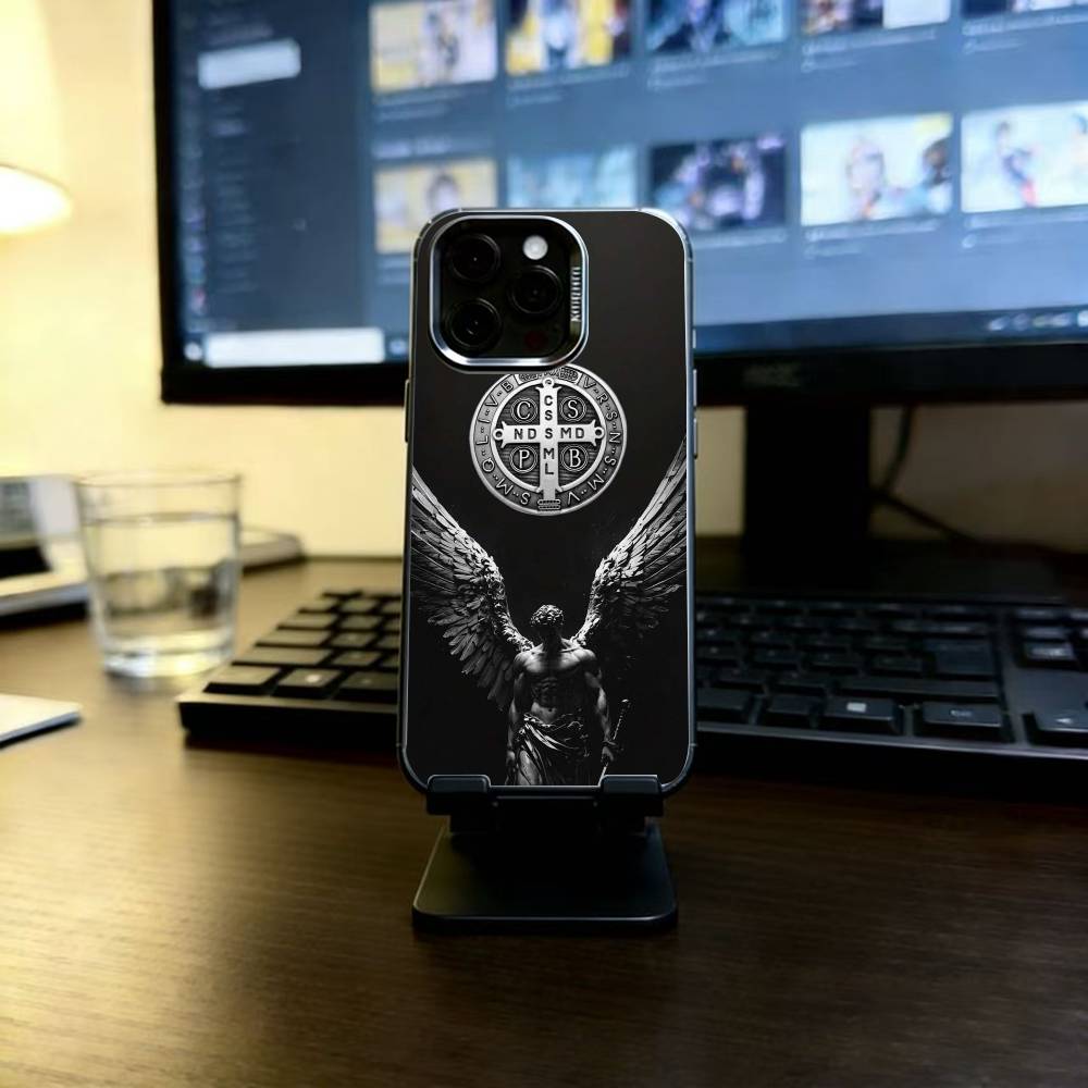 Sao Bento Benedict of Nursia Phone Case For iPhone 17,16,15,14,13,12,11 Plus,Pro Max,XS,Colorful Silver Phone case Funda Cover