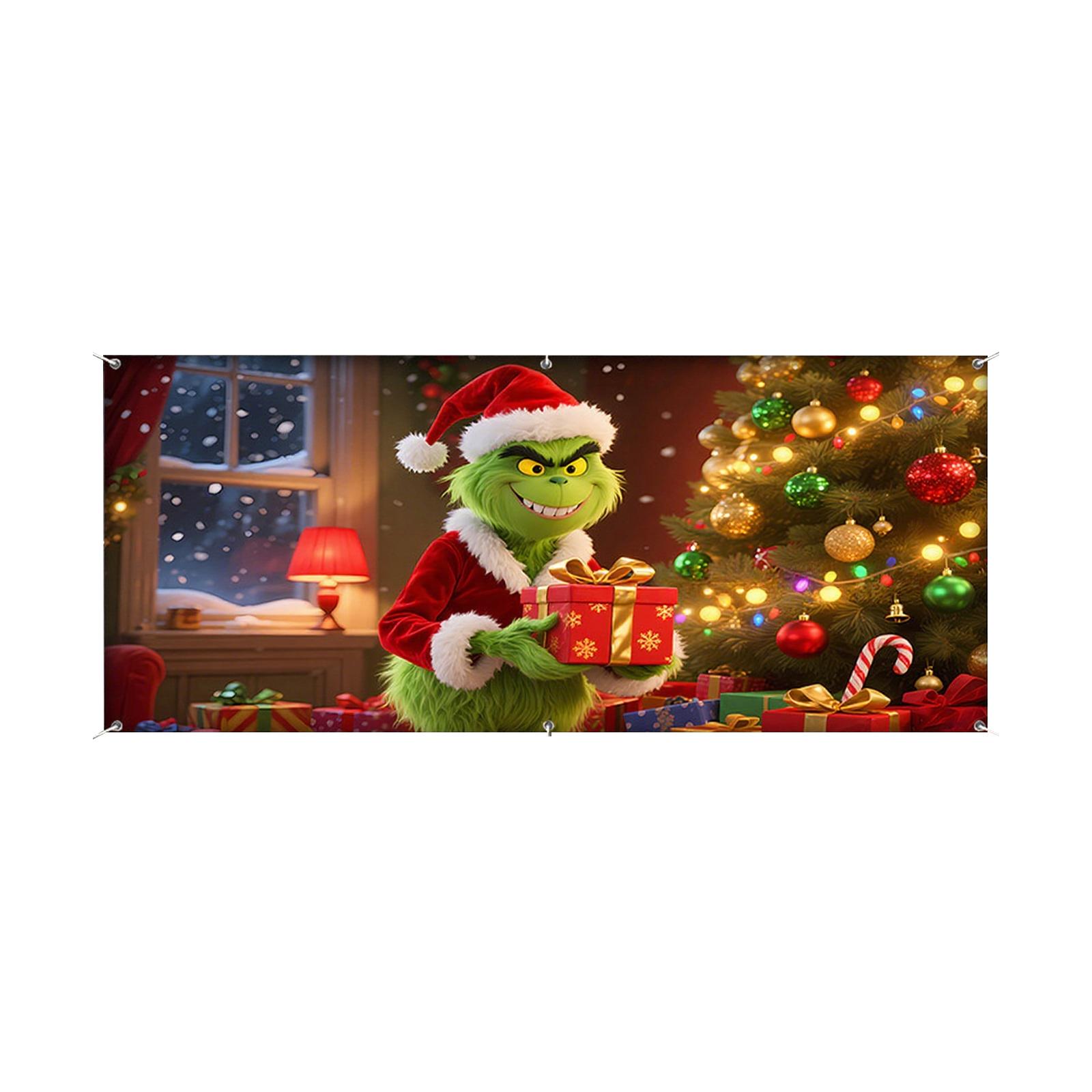 

480CM*210CM/Christmas Garage Door Stickers Decorative Hanging Cloth Holiday Party Layout Door Stickers Tapestry Cloth Hanging Cloth Garage Decoration One Size