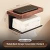 Punch-Free Black Walnut Paper Towel Holder & Wall-Mounted Tissue Dispenser with Mobile Phone Rack