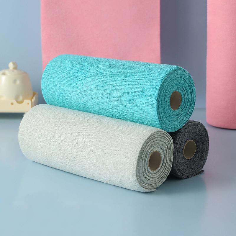 Tear-Off Cleaning Cloth Roll Durable Reusable Dish Towel For Kitchen Greaseproof And Quick Drying Microfiber Hand-Tear Rags