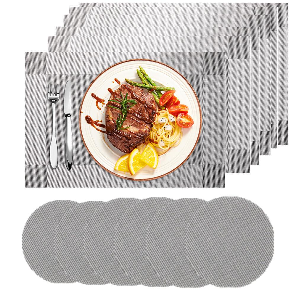 Set de 6 Suporturi de masă elegante și Set de suporturi pentru pahare Suport de masă din vinil țesut Rezistent la căldură Anti-alunecare Suport de masă lavabil pentru masă