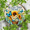 1pc Vintage Daisy Wreath 20cm Lightweight Aluminum Wall Decor Retro Spring Summer Door Hanging Farmhouse Holiday Everyday De