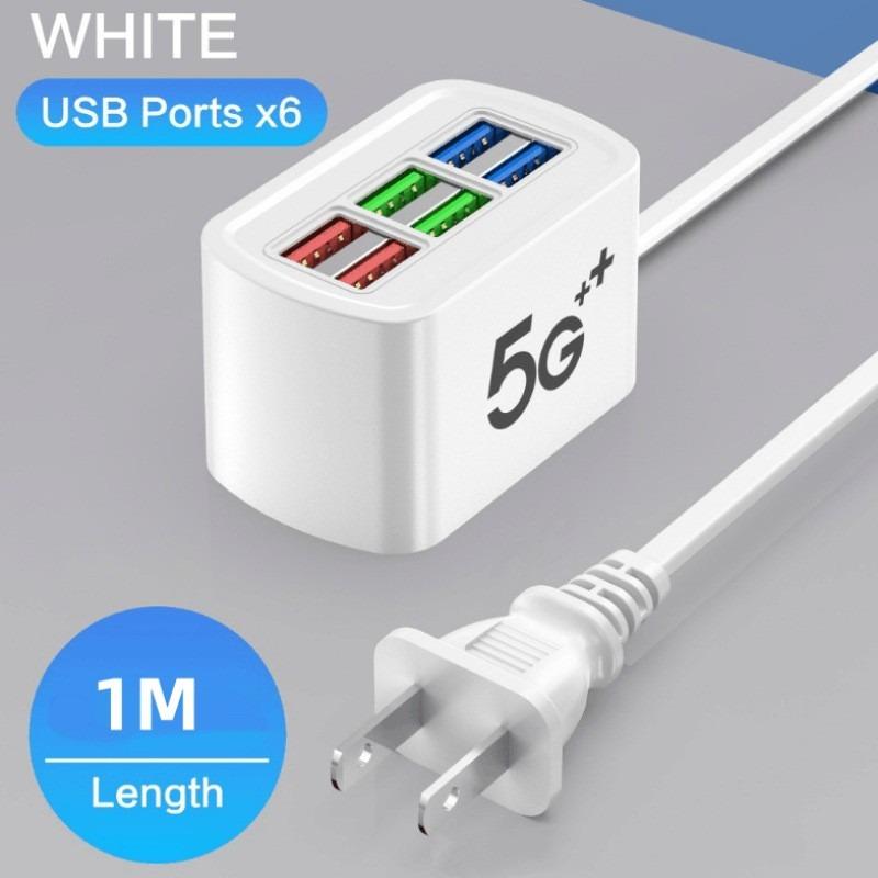 

Multi Ports USB HUB Adapter 1m 6 USB Ports Charger Station EU/US Plug Fast Charging Power Strip Adapter USB HUB Splitter Charger