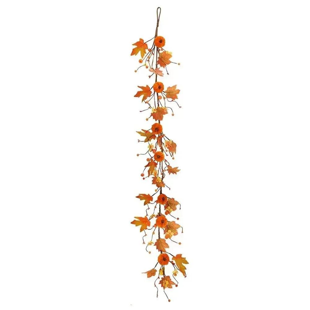 

Pumpkin Vine Garland for Thanksgiving and Fall Decoration Made of Plastic and Fabric Suitable for Home and Event Use жовтий