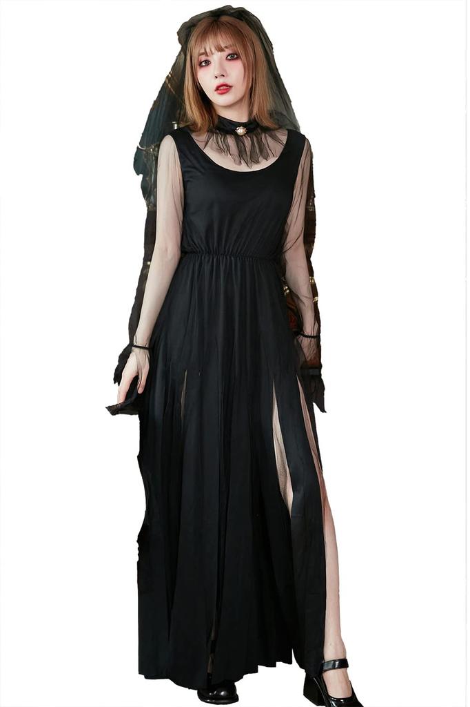 Brightlara Halloween Cosplay Costume, Bride/Zombie Bride, Adult Women's Zombie Bride Costume, cos001-BK-M