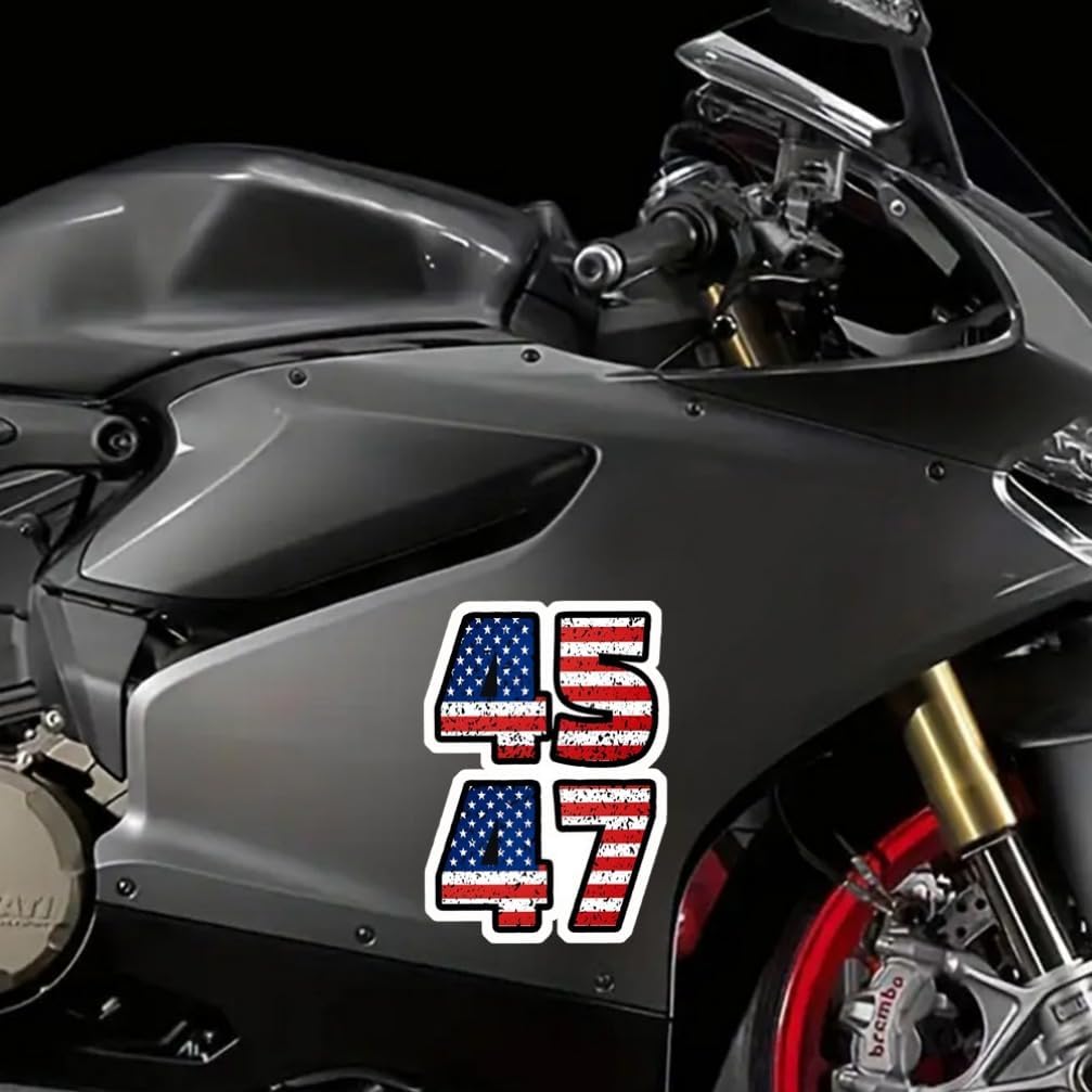 2pc Number 45, 47 with n Flag Design, 3.54''x5.12'' Weatherproof Vinyl Decal for Cars, Tumblers, Laptops, Motorcycles - Show Your Support for