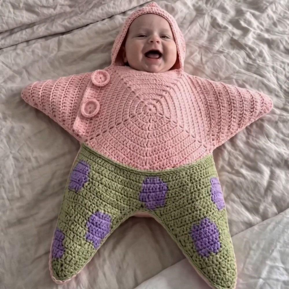 Hooded Design Seal Star Comfort Sleeping Bag Starfish Baby Swaddle For Boys and Girls