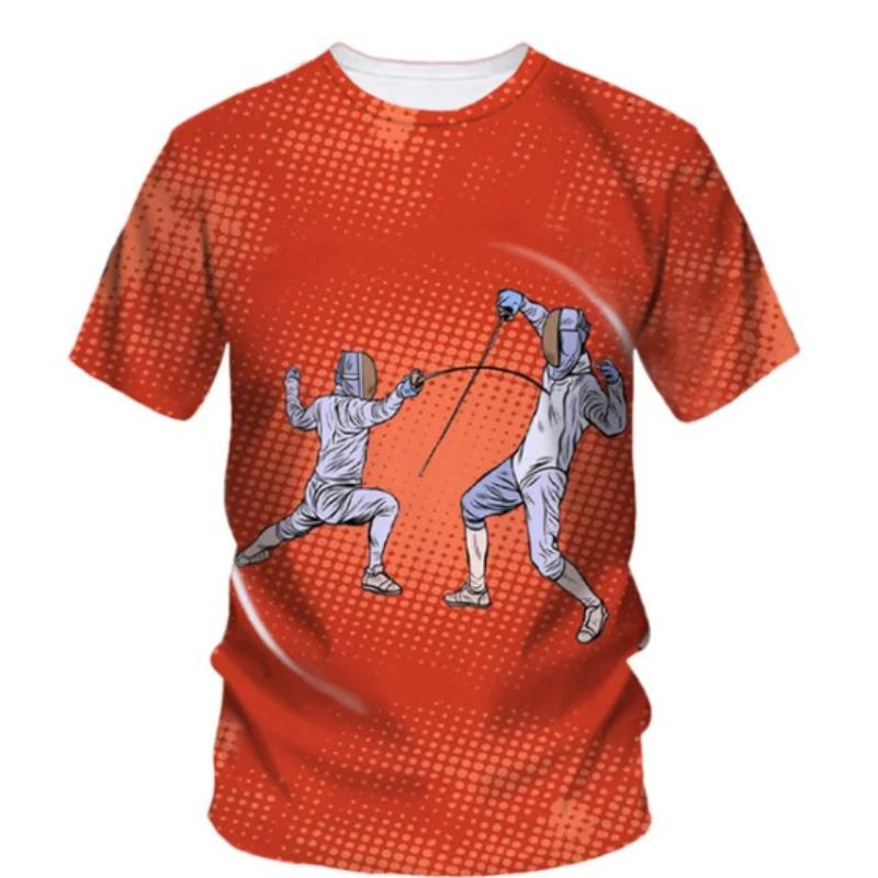 

Men s 3D Printed Street Fashion T-Shirt Fencing Print Outdoor Fitness Breathable Quick Drying Sports Short Sleeve O-Neck Pullover Casual Top 4XL