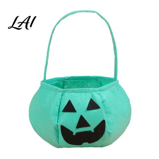 Halloween Candy Bag Pumpkin for Kids Reusable Non-Woven Trick or Treat Bucket Party Decorations Face Snack Holder Basket with Handle Favors