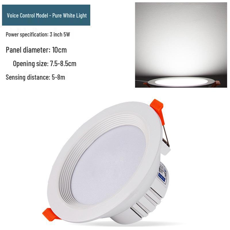 

Встраиваемый потолочный светильник с инфракрасным датчиком движения и управлением звуком, потолочный 3-дюймовый, прожектор с вырезом 4 дюйма для проходов.