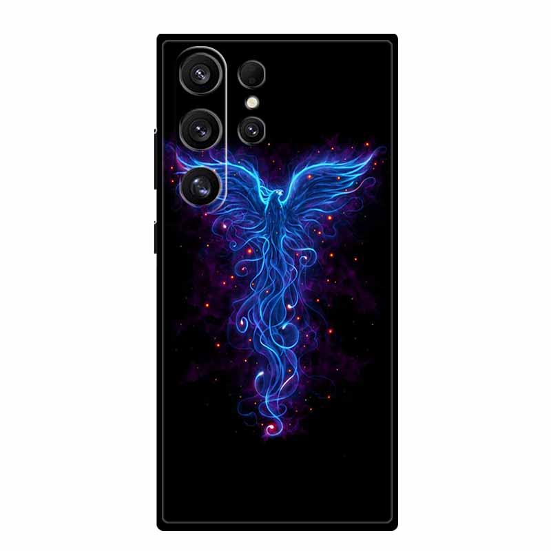 For Samsung Galaxy S25 Ultra Cover Lion Tiger Black Silicone Painted Starry Cat Case For Galaxy S24 S23 S22 S21 Ultra TPU Shell
