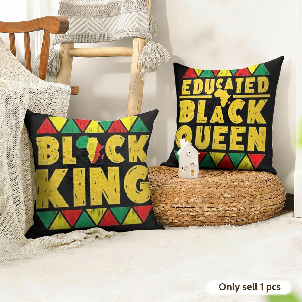 Fun Black History Month Cushion Cover Natural Linen Organic Fabric DoubleSided Printing Couch Pillow Covers Home Decor