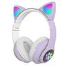 Kabellose Bluetooth-Kopfhörer Katzenohren-Headset mit LED-Licht(lila)