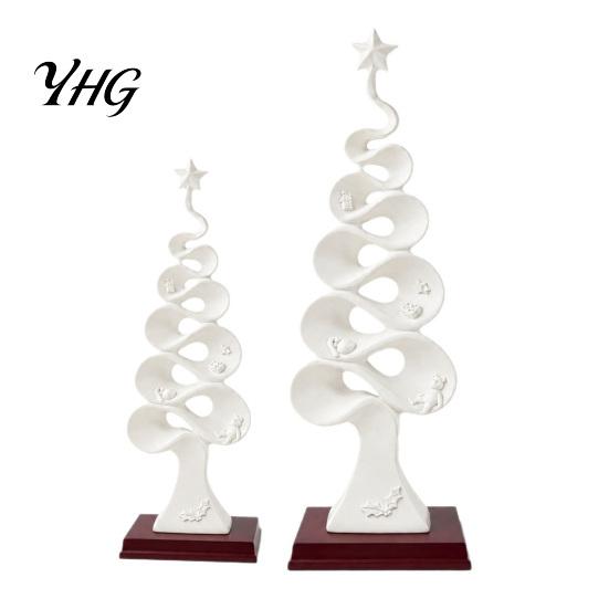 Unique Desktop Figurines Abstract Christmas Tree Figurine, Artistic Spiral Sculpture, Modern Xmas Durable Resin Tabletop Statues Statue for