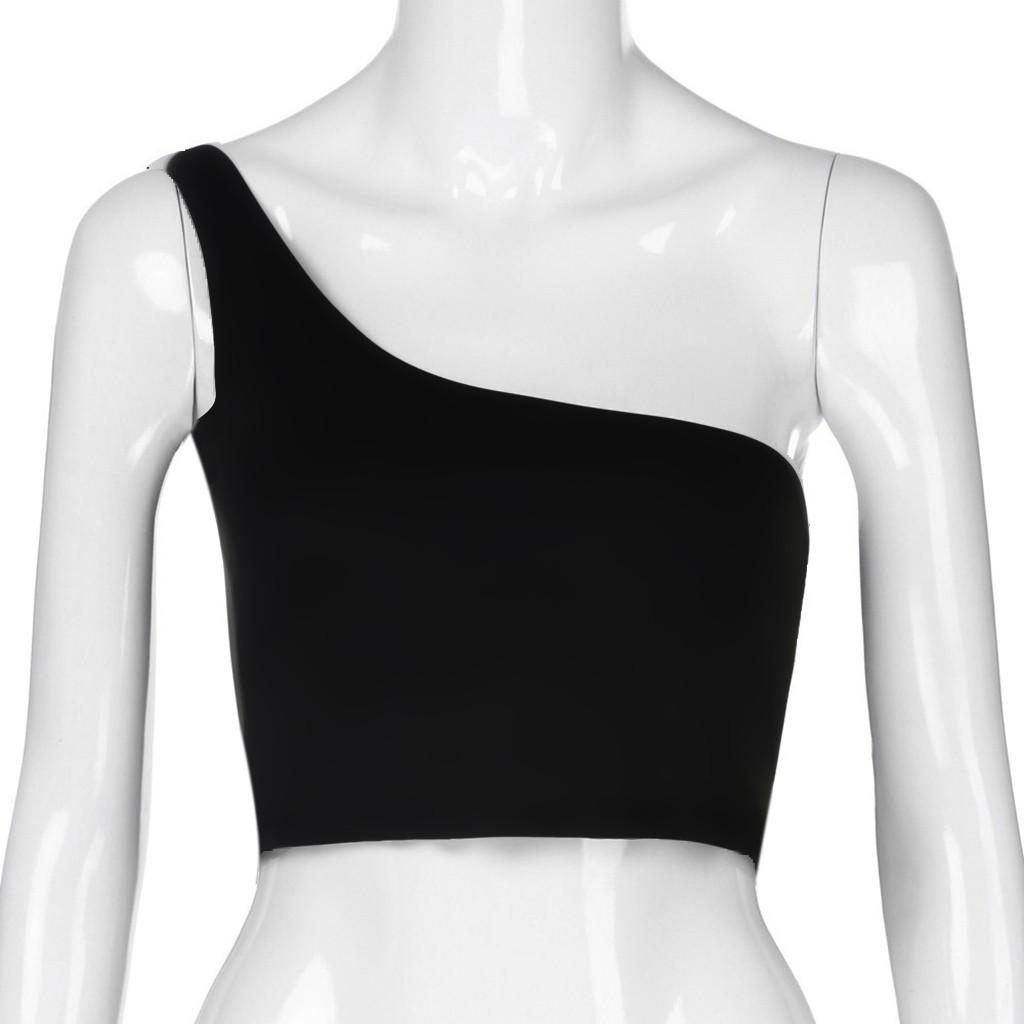 Mujer Señora Hombro Único Sexy Deportivo Sujetador Delgado Camiseta Tanque Chaleco