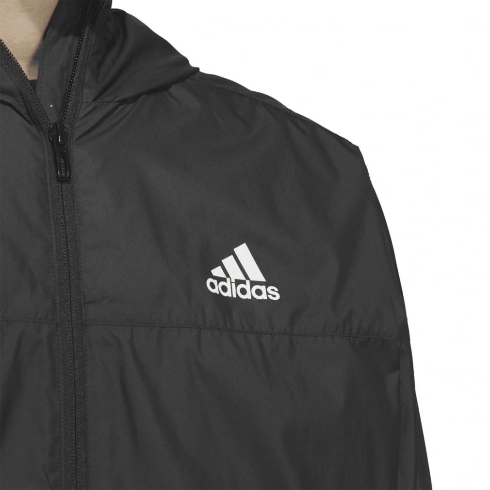 Adidas Rdy Hooded Windbreaker Jacket Light Gray Heather Solid a Jersey Top with a Small Logo and Regular Men's Wind. (KWX77), Gray/White (JG8532),