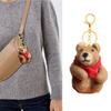 Brown Bear Pendant Keychain Felt Animal Charm Keyring Stylish Backpack Ornament Fashionable Accessory for Bags and Keys