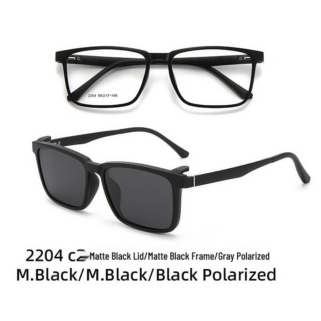 2204TR90 Large Frame Magnetic Clip-On Polarized Sunglasses with Night Vision for Men and Women