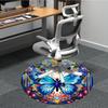 1pc Butterfly StainedGlass Office Round Area Rug, Under Office Chairs Bedroom Living Room Home Decor, Room Deco