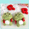 Charming Musical Frog Plush Keychain Short Plush Material Car Pendant 9.5cm