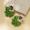 Chic European Style Enamel Drop Oil Floral And Leaf Earrings For Women