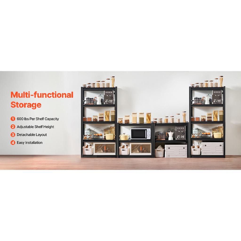 SucceBuy 5-Tier Garage Storage Shelves 2000 lbs Adjustable Metal Shelving Utility Rack Shelf for Kitchen Warehouse Basement