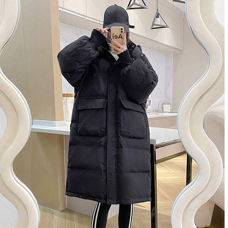 Winter 2025 Kapuzen-Daunen-Baumwollmantel in mittlerer Länge - Stilvoll, dick und überknielang.