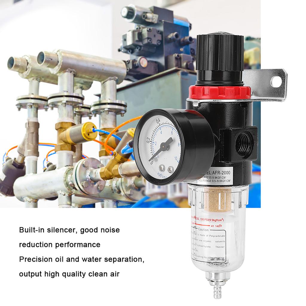 Separator Ulei-Apă AFR2000 14in Filtru Aer Comprimat Tratare Sursă Aer cu Manometru
