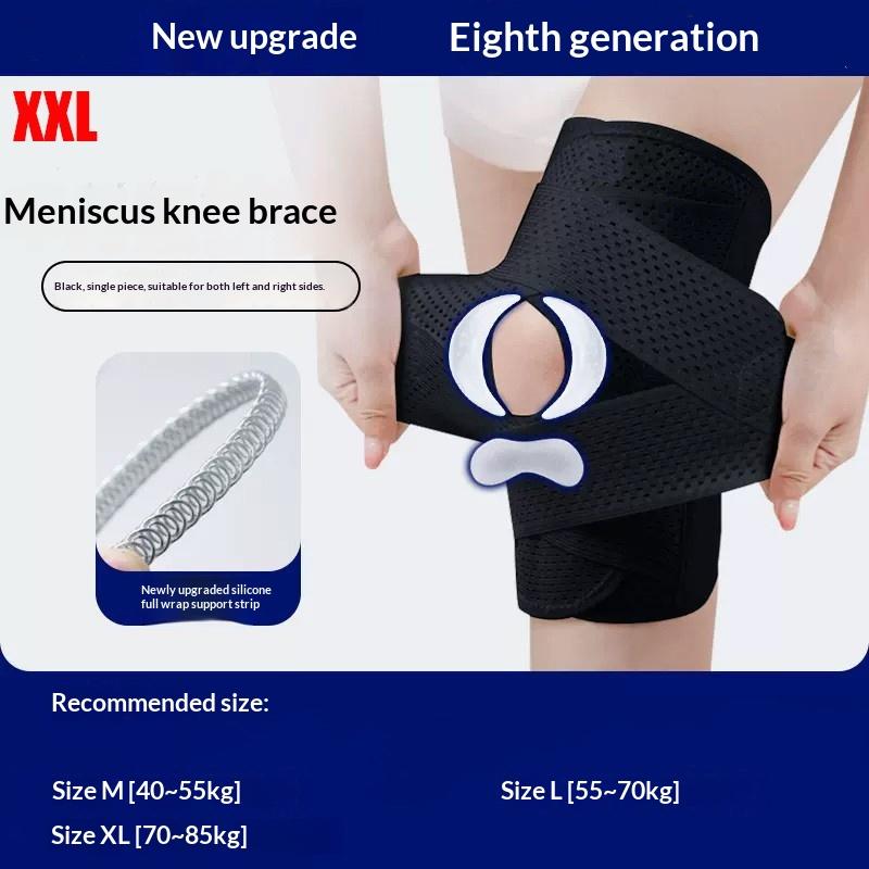 Knee Brace For Knee Pain Compression Support With Side Stabilizer Adjustable Wrap Open Patella Meniscus Protection XXL чёрный