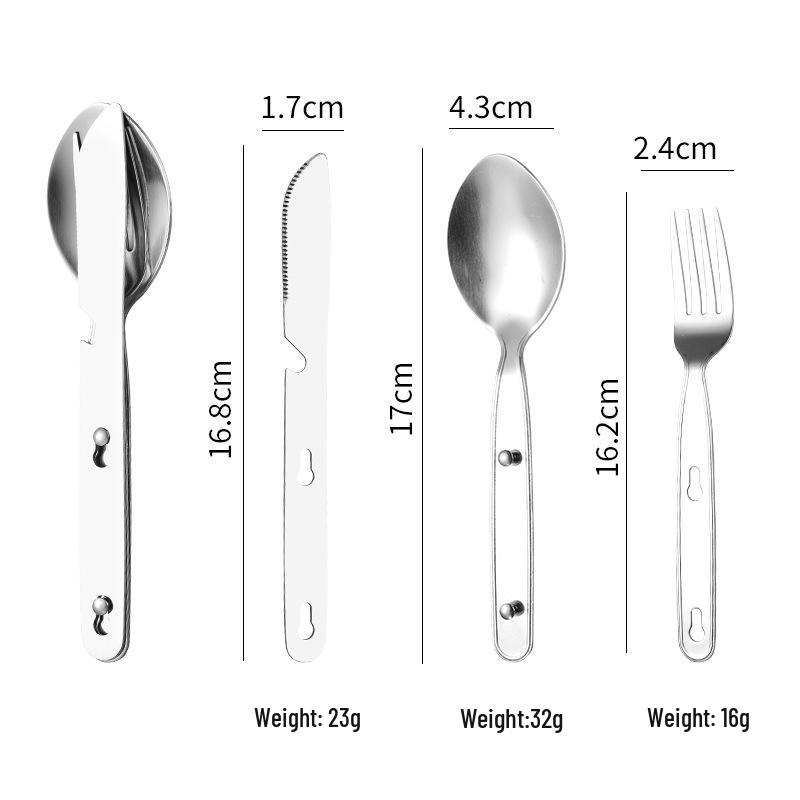 Stainless Steel Travel BBQ Utensil Set: Knife, Fork, Spoon & Bottle Opener
