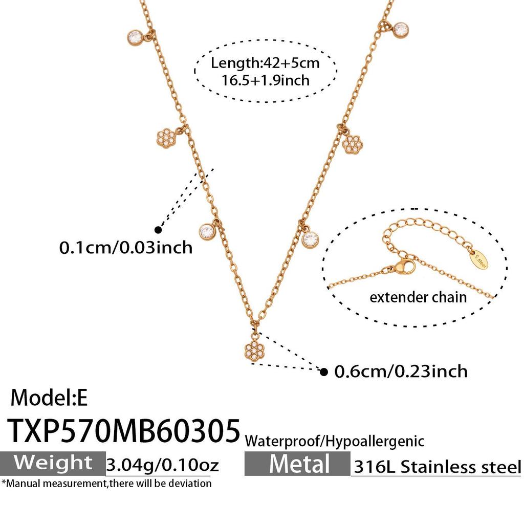European & American Fashion DIY Multi-Accessory Set: Small 8-Shaped Flower with Full Rhinestones & 5A Zircon Necklace and Bracelet Combination
