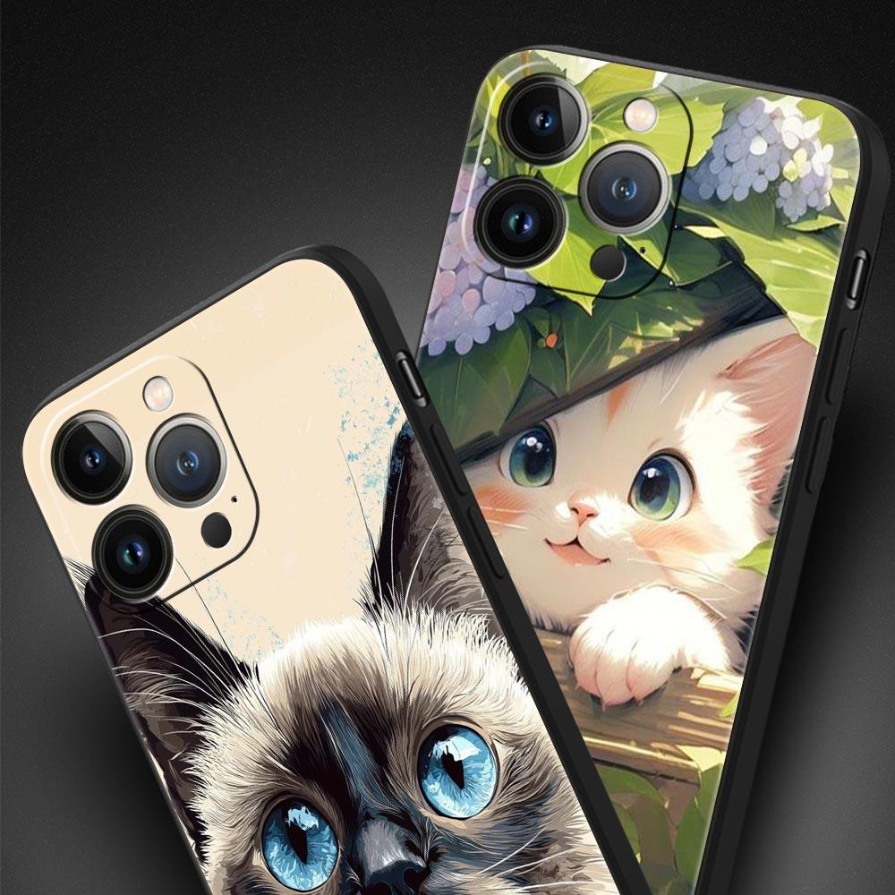 Daily Life of Cute Cats Phone Case For iPhone 17 16 15 Pro Max 11 12 13 14 7 8 Plus SE 2020 X XR XS Cover Soft Black