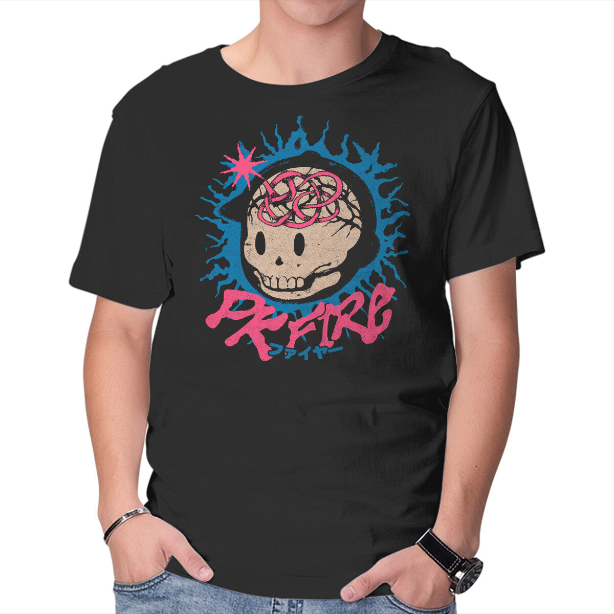 Unisex Crew Neck T-Shirt PK Fire Graphic Short Sleeve Casual Tee XXXXL