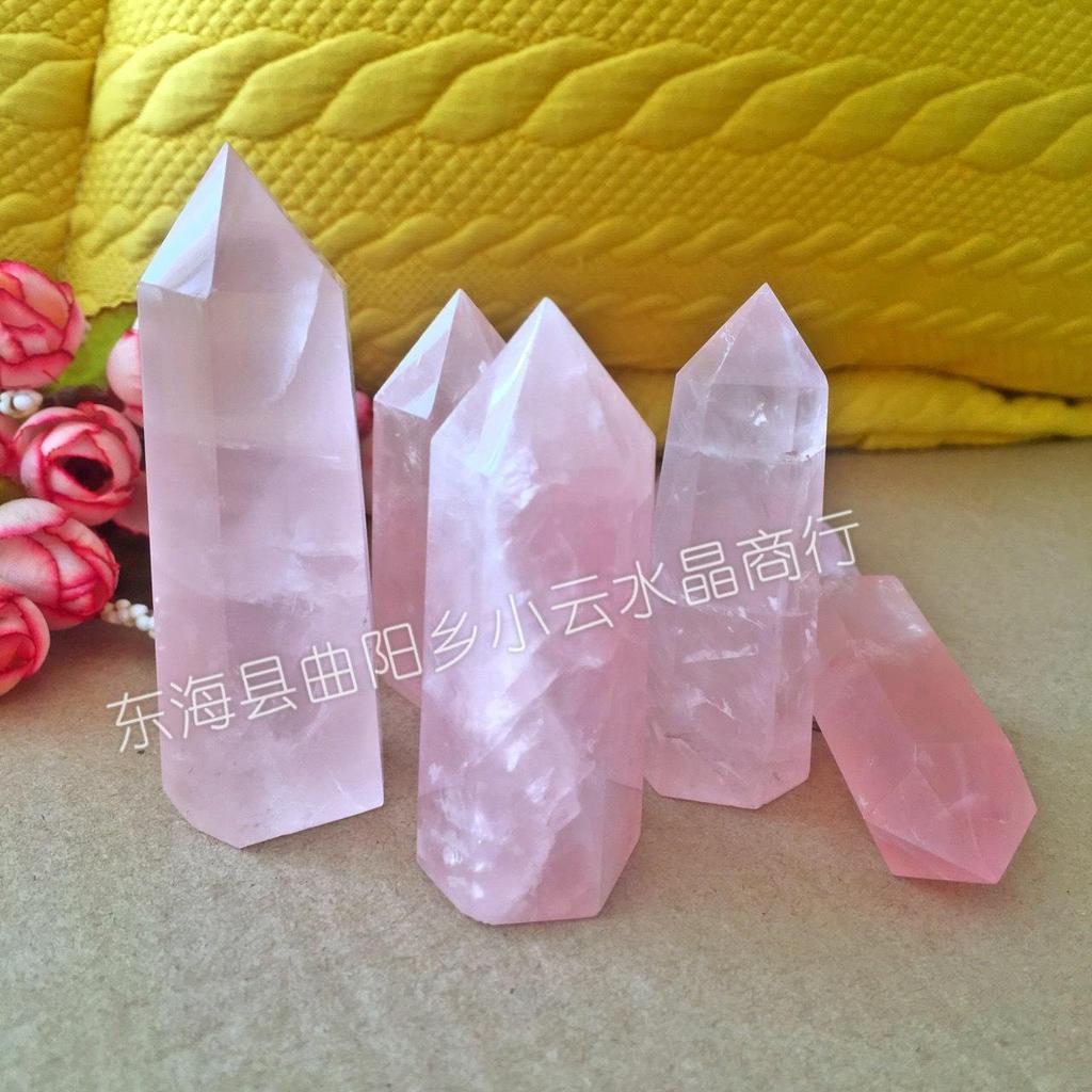 Рожевий кристалічний енергетичний стовпчик - Натуральний прозорий одинарний наконечник