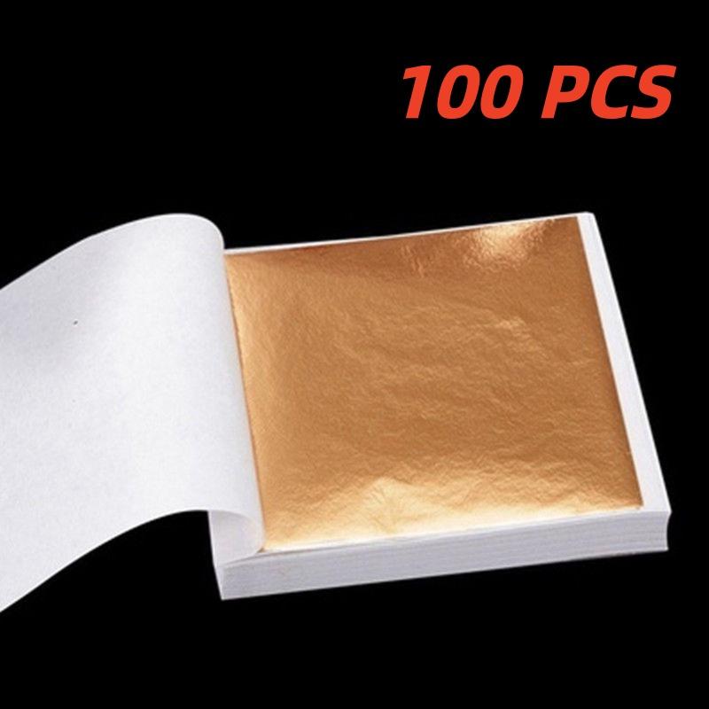 

100 шт. Имитация золота, серебристая медная фольга, бумага, сделай сам, смола, свеча, гипс, ремесло, листы, чешуйки, позолота, искусство, украшение для дома розового золота