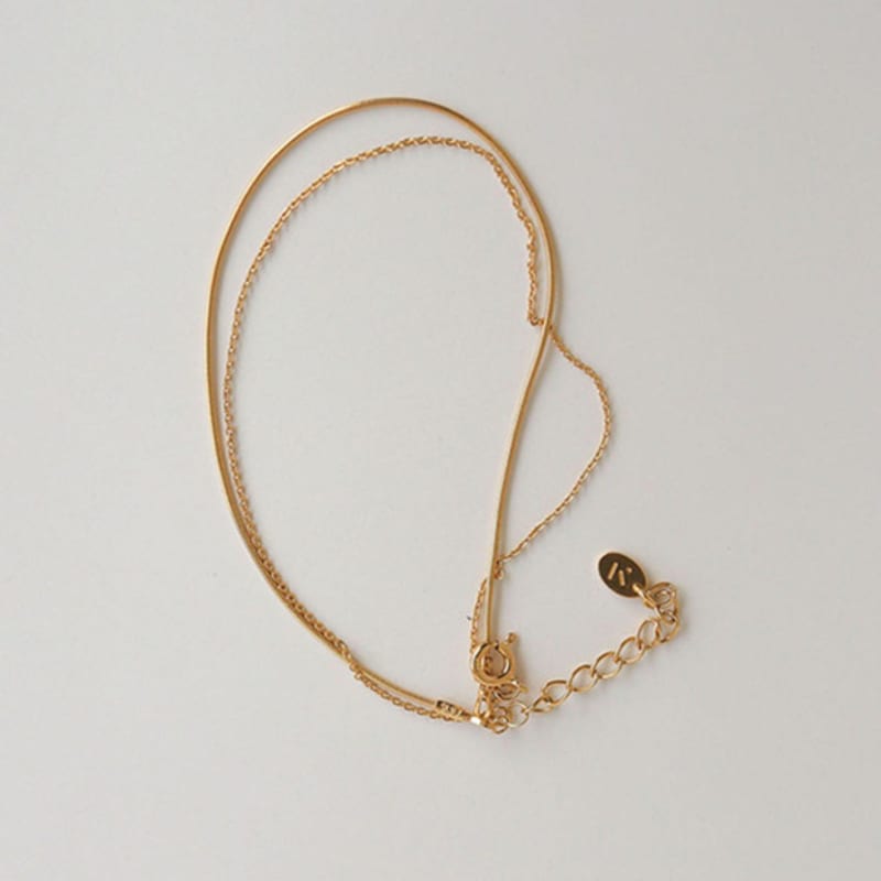 modernlike 14k gold-filled silver line chain double-row anklet