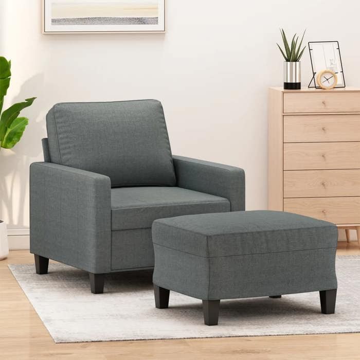 VidaXL Armchair with Footrest Dark Grey 60 Cm Fabric, Sofa, Armchair, TV Armchair, Single Sofa, Seat, Recliner Sofa, 3201030