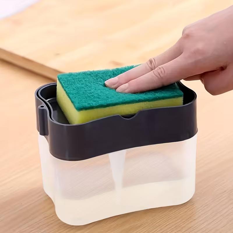 Dispenser Sapone per Cucina con Portasponge Pompa Manuale Sapone per Piatti Dispenser Sapone per Lavello in ABS Organizer da Bancale