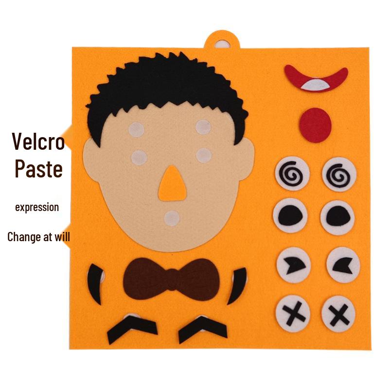 Kids' Expression Puzzle Felt Kit: Educational Facial Feature Stickers