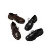 Soft sole soft surface version~ retro JK college round head platform loafers lace up British style versatile commuter small leather shoes