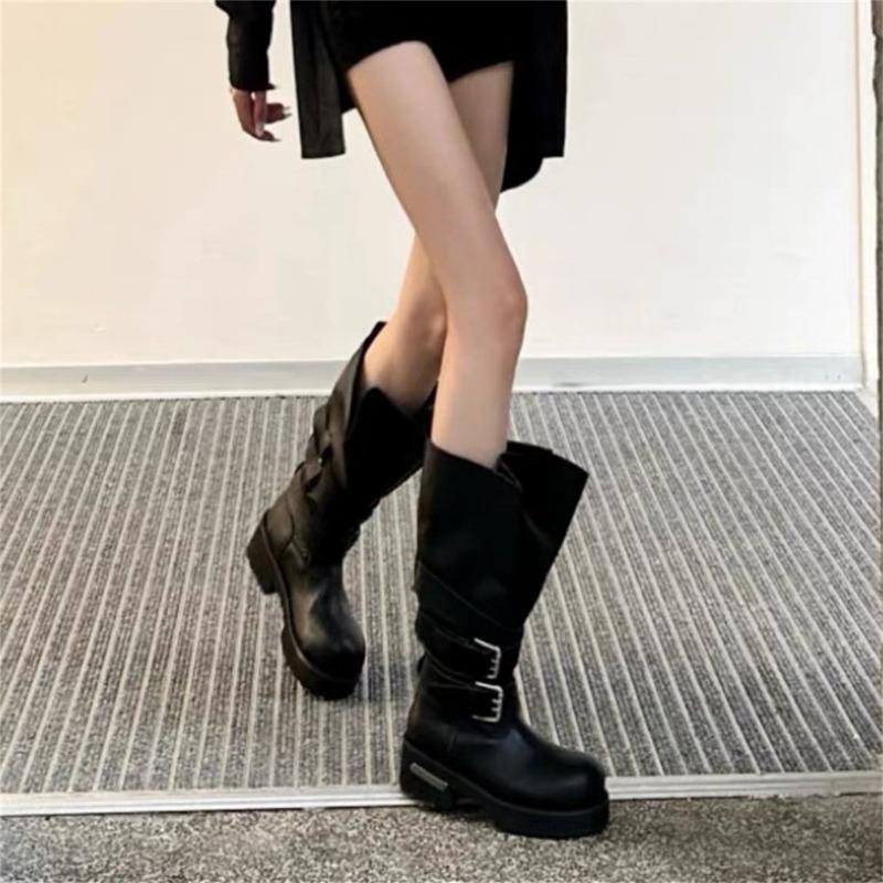 Spice girl boty na silné podrážce dámské nový designový smysl nika velký obvod lýtka lokomotivní jezdecké boty