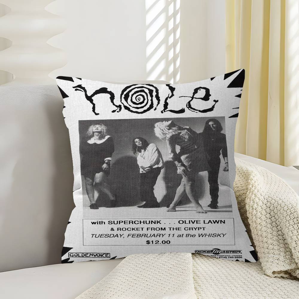 Alternative Rock Band Hole Pillow Covers Cartoon Sofa Decorative Home Doublesided Printing Short Plush Cute Cushion Cover