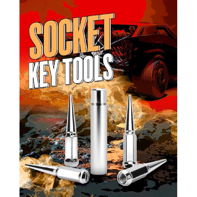 Spike Lug Nuts Socket Key, Stripped Lugnut Remover, 19Mm Hex Universal Drive Spike Lugnuts Socket Tool With 5" Tall, Compatible With