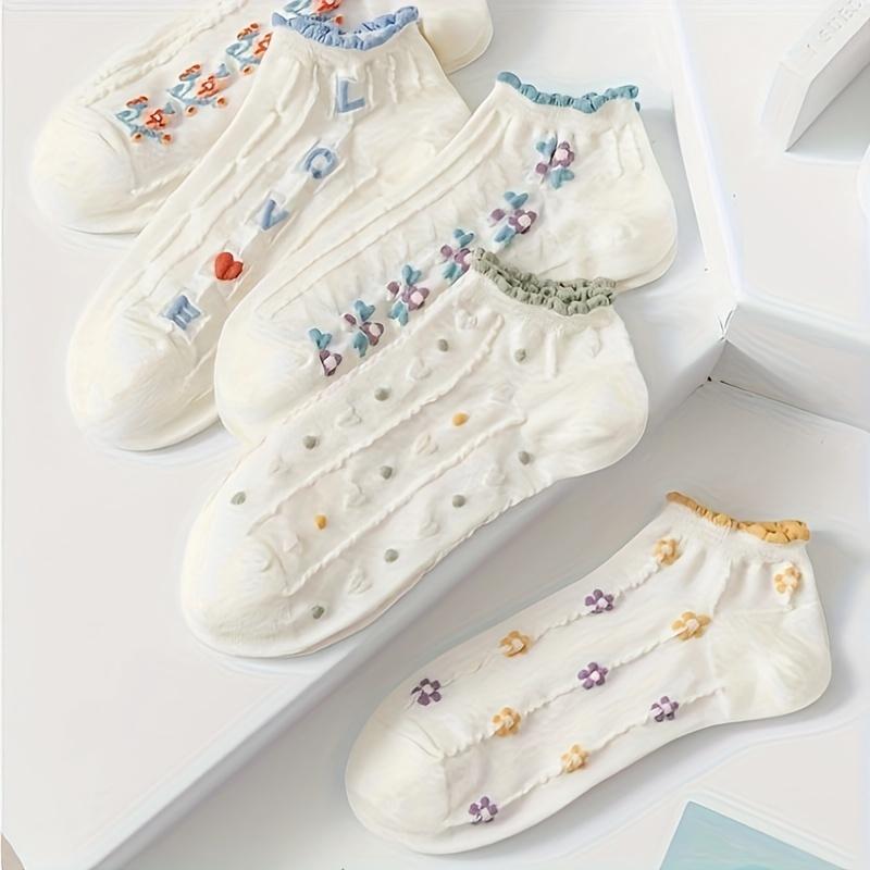 5 Pairs Women's Ankle Socks Breathable Socks Casual Socks Cute Socks for Spring and Summer