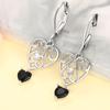 Filigree Heart Dangle Earrings for Women Black Heart Drop Earrings Elegant Gothic Style Lever Back Jewelry