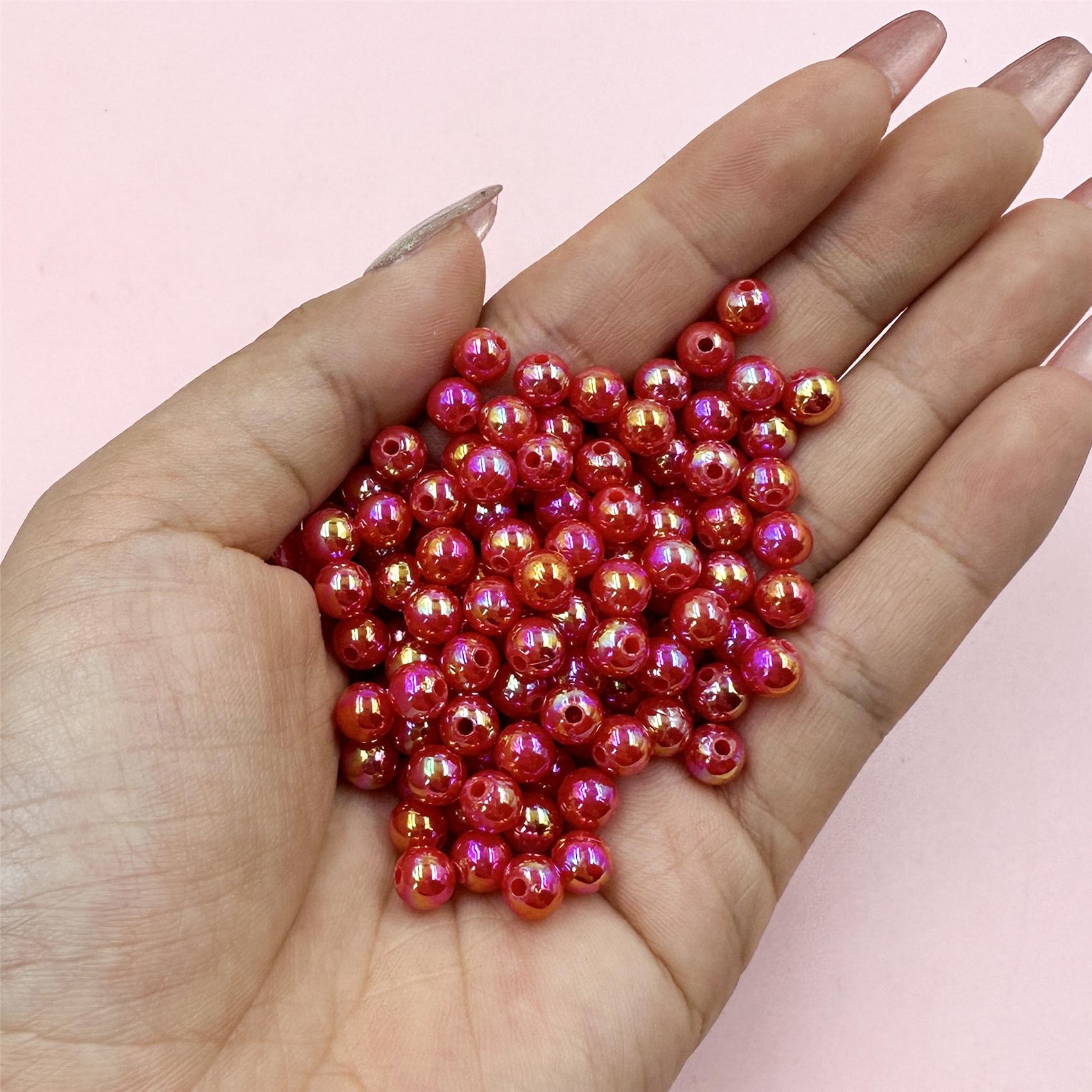 

420 шт. 6 мм ABS пофарбовані перламутрові лазерні намистини DIY Jewely браслет намисто аксесуари 6mm 420Pcs червоний